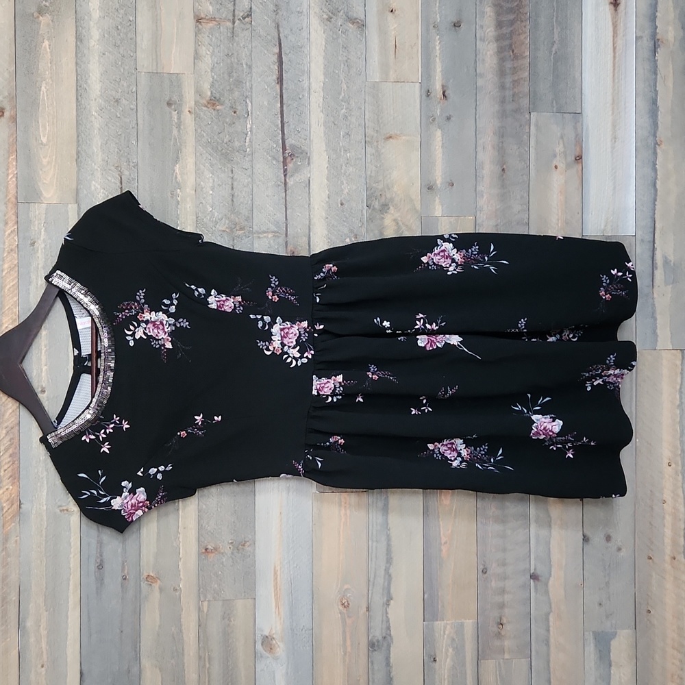 Xhilaration black floral midi dress size medium